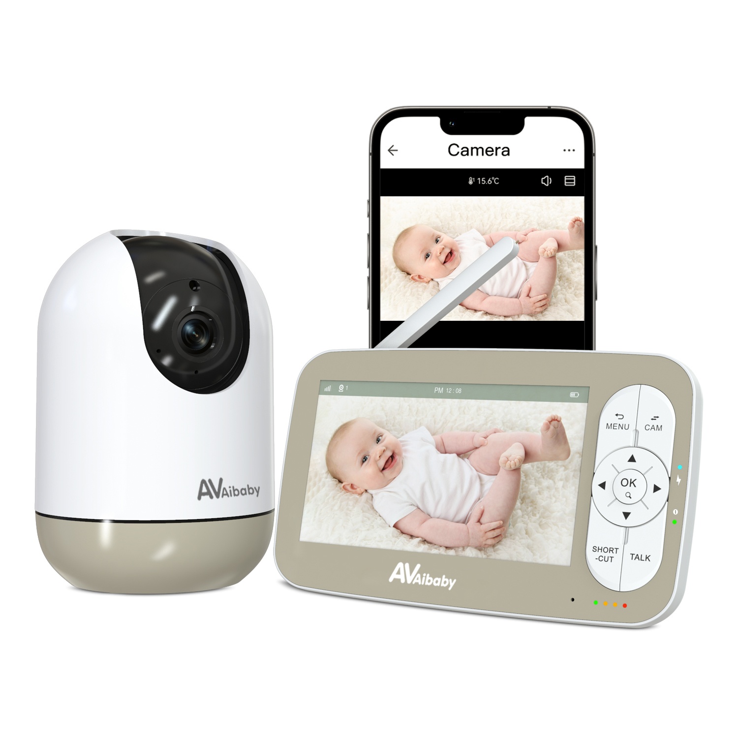 Facroty Price Video Baby Monitor 1080P HD 5 inch Tuya Smart WiFi  Dual Mode Cryi