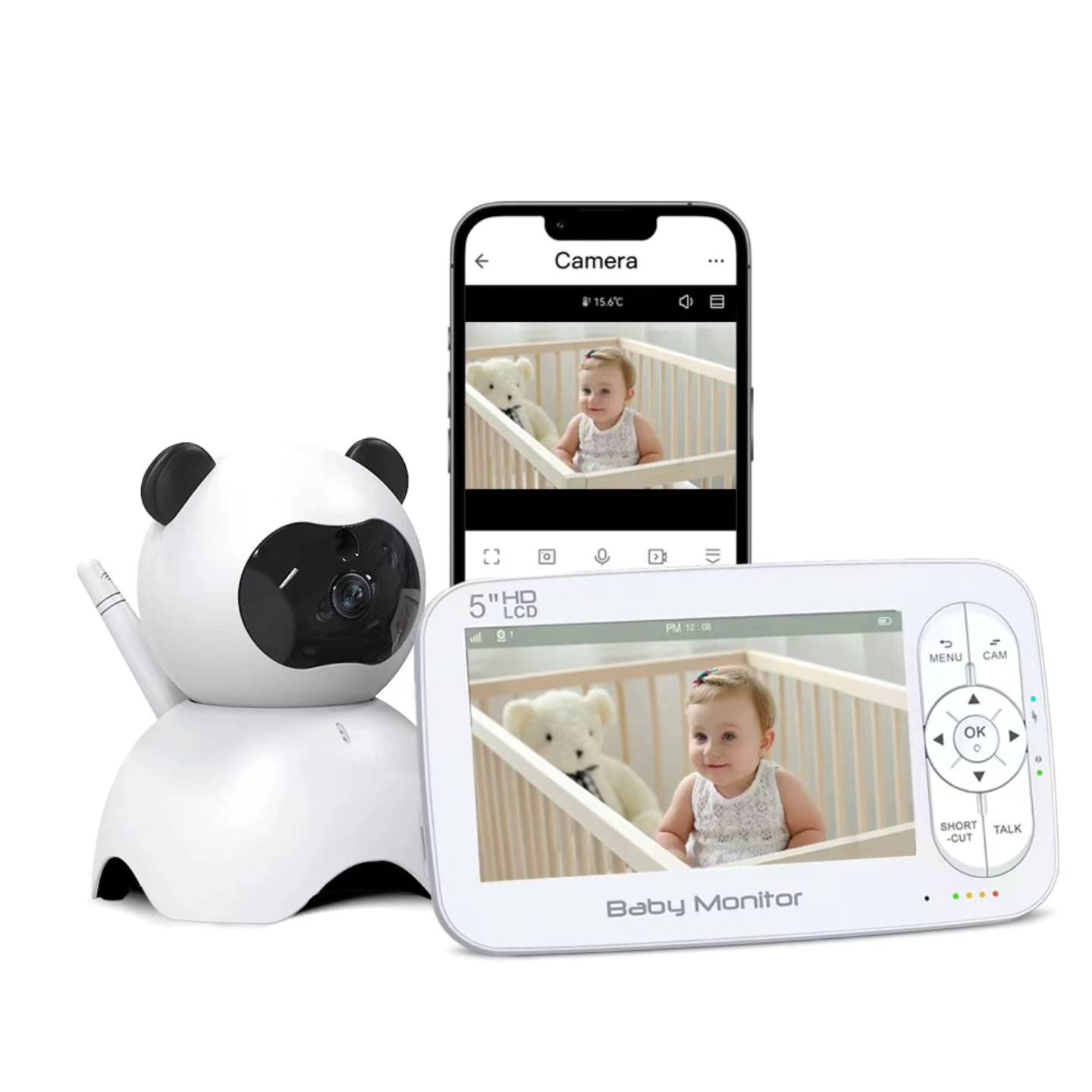 Wireless-Plus Baby Monitor: 5000mAh in Parent Unit + 5000mAh in Camera | App Con